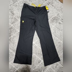 Black Scrub Pants with Yellow Accents